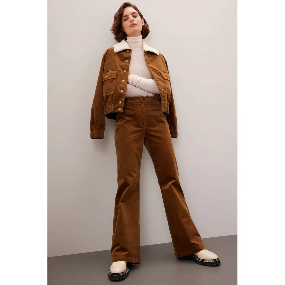 Adam Lippes Collective Brown Corduroy Flare Leg Pants Womens Size 12 High Rise